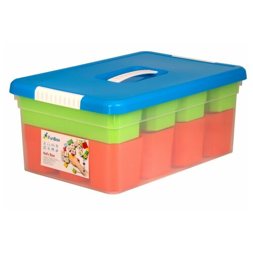 Контейнер-органайзер с крышкой и ручкой 10л Kid's Box 37,5х25,5х16см 12 встав 2 лот, цвет микс 42588