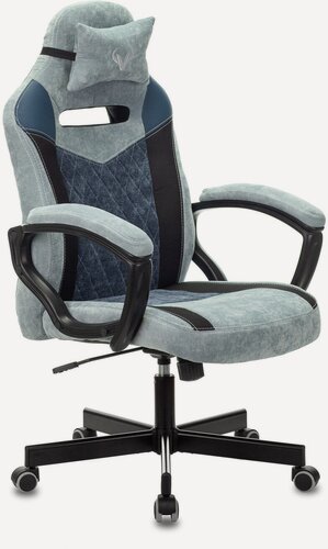 Изображение товара Кресло игровое компьютерное Zombie VIKING 6 KNIGHT BL, синий/голубой, Ткань/Экокожа, с подголовником, крестовина металл