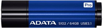 Флешка ADATA S102 Pro 64 GB, 1 шт., титаново-синий