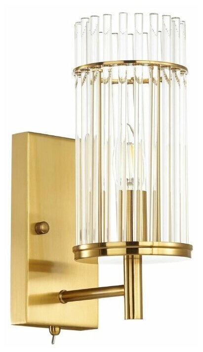 Бра Odeon Light Formia 4809/1W, E14, 60 Вт, кол-во ламп: 1 шт, цвет арматуры: золотой, цвет плафона: бесцветный