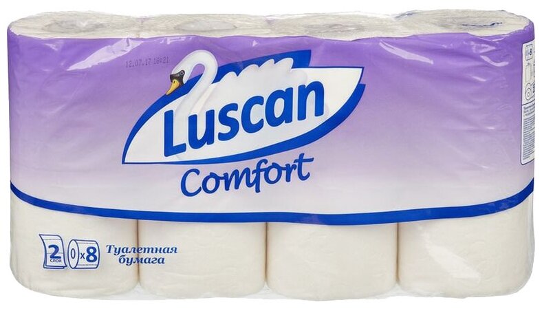 Бумага туалетная Luscan Comfort 2-слойная белая (8 рулонов в упаковке)