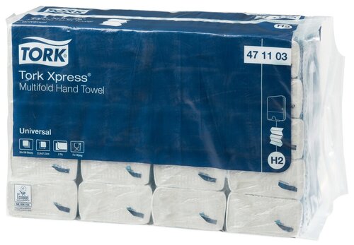 Полотенца бумажные TORK Xpress universal multifold 471102 / 471103, 20 уп. 190 лист., белый, без запаха 21.3 х 23.4 см