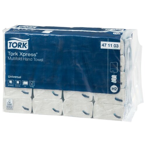 Купить Полотенца бумажные для держателя 2-слойные Tork Н2 Universal Multifold, листовые Z-сложения, 20 пачек по 190 листов (471103), белый, вторичная целлюлоза, Туалетная бумага и полотенца
