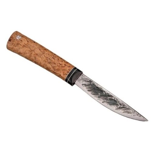 фото Малый якутский нож с ножнами кованный дол (х12мф, карельская береза) 130 × 23 × 4 мм "стальные бивни"