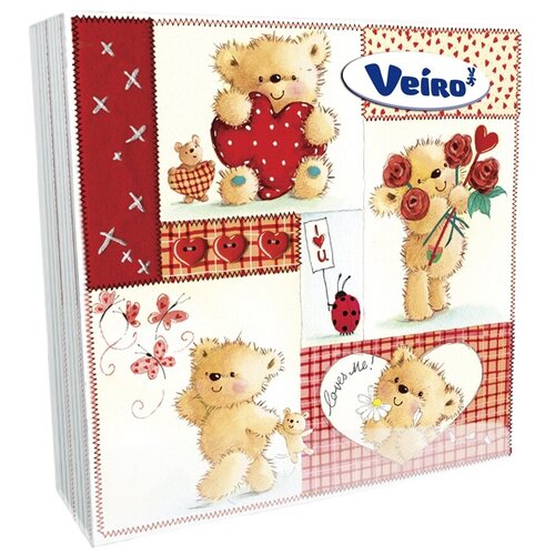 Салфетки бумажные VEIRO 20шт 3слоя 33*33см ассортимент