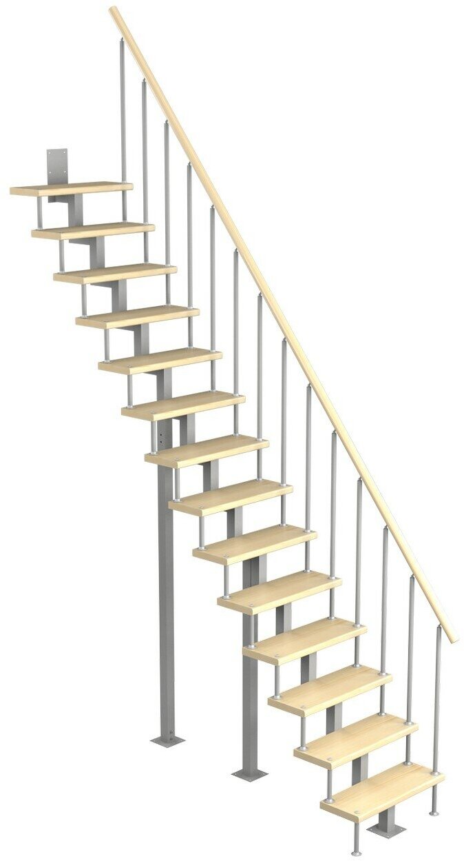 Модульная малогабаритная лестница Линия 3150-3375, Серый, Сосна, Нержавеющая сталь
