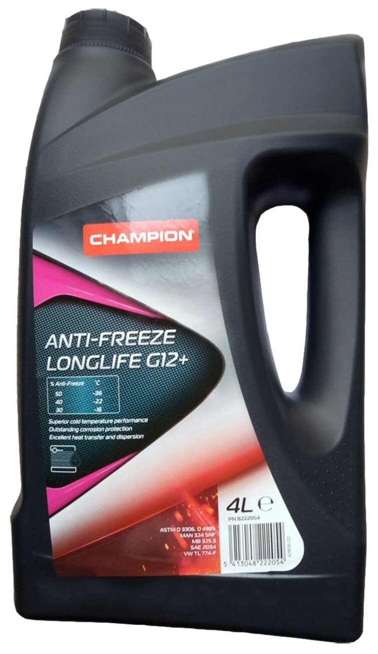 CHAMPION 8222054 Champion Anti-Freeze Longlife G12+ 4л концентрат антифриза