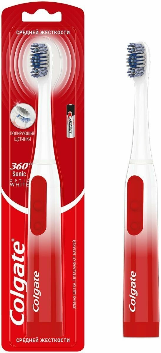 Зубная щетка Colgate 360 SONIC OPTIC WHITE средняя, 61020732 - фотография № 1