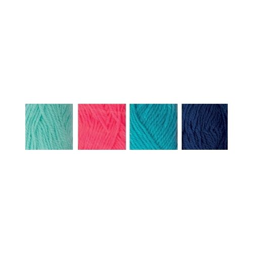 Набор пряжи Hobbius Simple, 100% акрил, 4х25 г, 66 м+-3 м, №06, светло-розовый, бирюзовый, голубой, синий