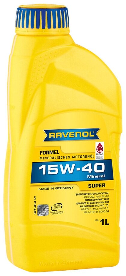 Моторное масло RAVENOL Formel Super SAE 15W-40 SF-CD ( 1л) new