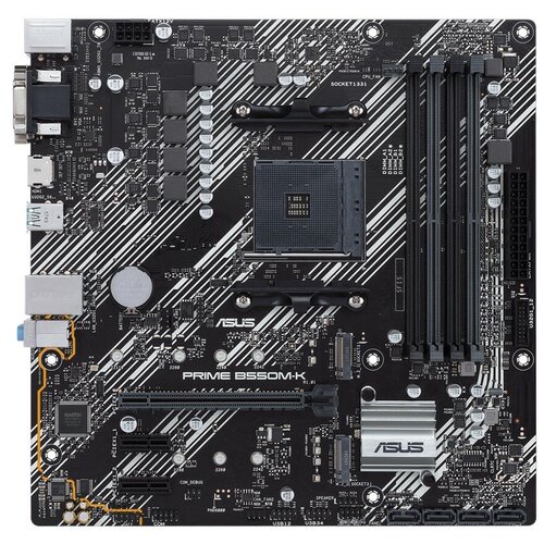 Материнская плата ASUS Prime B550M-K B550 Socket AM4 4xDDR4, 4xSATA3, RAID, 2xM.2, 1xPCI-E16x, 6xUSB3.2, D-Sub, DVI-D, HDMI, Glan, mATX