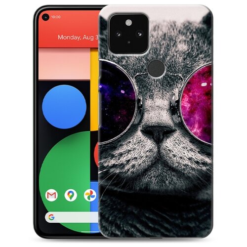фото Дизайнерский пластиковый чехол для google pixel 5 неоновый кот 100gadgets