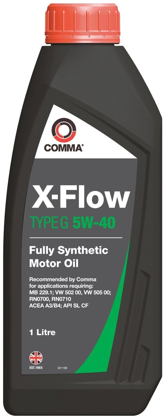 COMMA 5W40 X-FLOW TYPE G (1L)_масло моторное! синт.\ API SL/CF, ACEA A3/B4, MB 229.1, VW 502/505 00 XFG1L