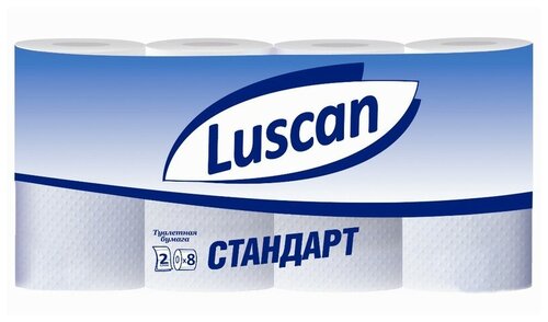 Туалетная бумага Luscan Standart белая двухслойная 8 рул., белый, без запаха