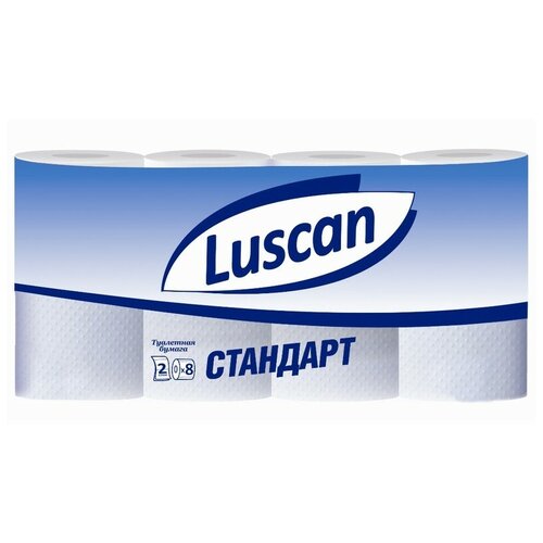 Купить Бумага туалетная Luscan Standart 2-слойная белая (4 рулона в упаковке), белый, вторичная целлюлоза, Туалетная бумага и полотенца