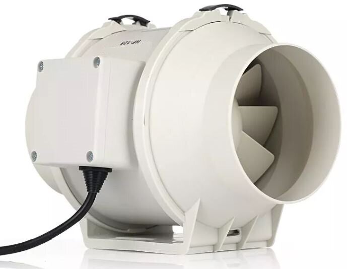 Малошумный канальный вентилятор Dastech HF-125PE (производительность 561 м³/час, давление 513 Па, уровень шума 32 Дб) - фотография № 1