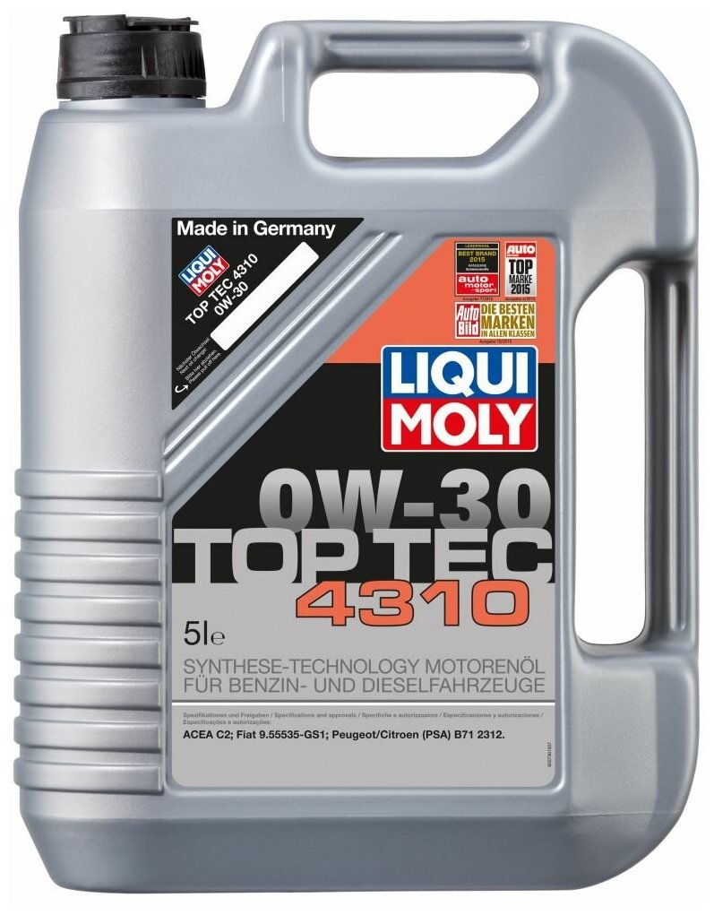 HC-синтетическое моторное масло LIQUI MOLY Top Tec 4310 0W-30, 5 л