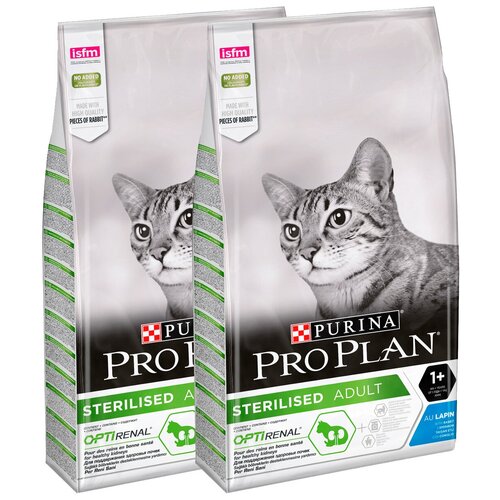 Сухой корм для стерилизованных кошек и кастрированных котов старше 1 года Pro Plan с кроликом 2 уп. х 10 кг