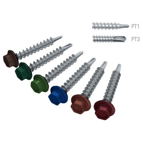 фото Саморез кровельный 4.8х19 мм цинк, шайба с прокл., pt3, ral 5005 (250 шт в карт. уп.) starfix (по металлу, цвет сигнальный синий) (smc2-91685-250)