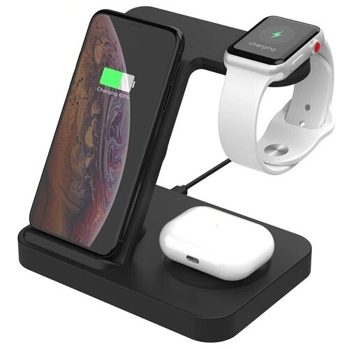 Беспроводная зарядка 3-в-1 iPower Pro 501b (iPhone+Apple Watch+AirPods+USB) черная