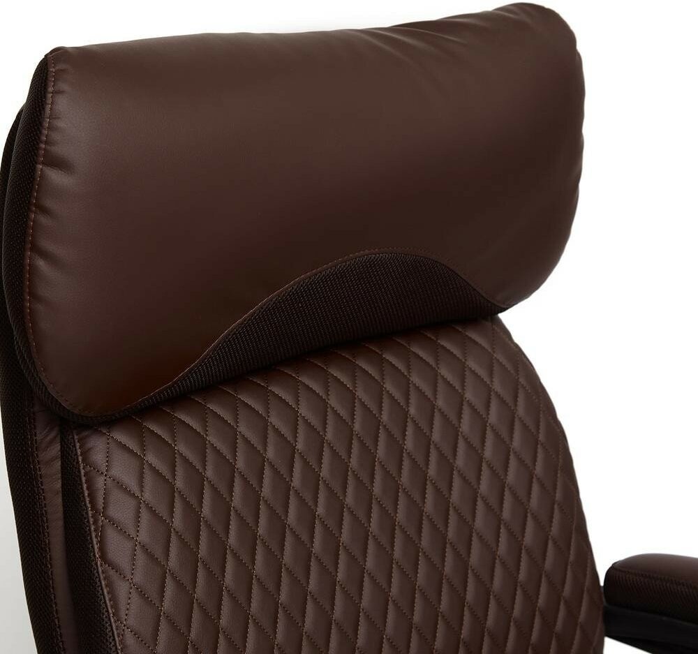Кресло компьютерное Tetchair CHIEF экокожа ткань коричневый стеганный
