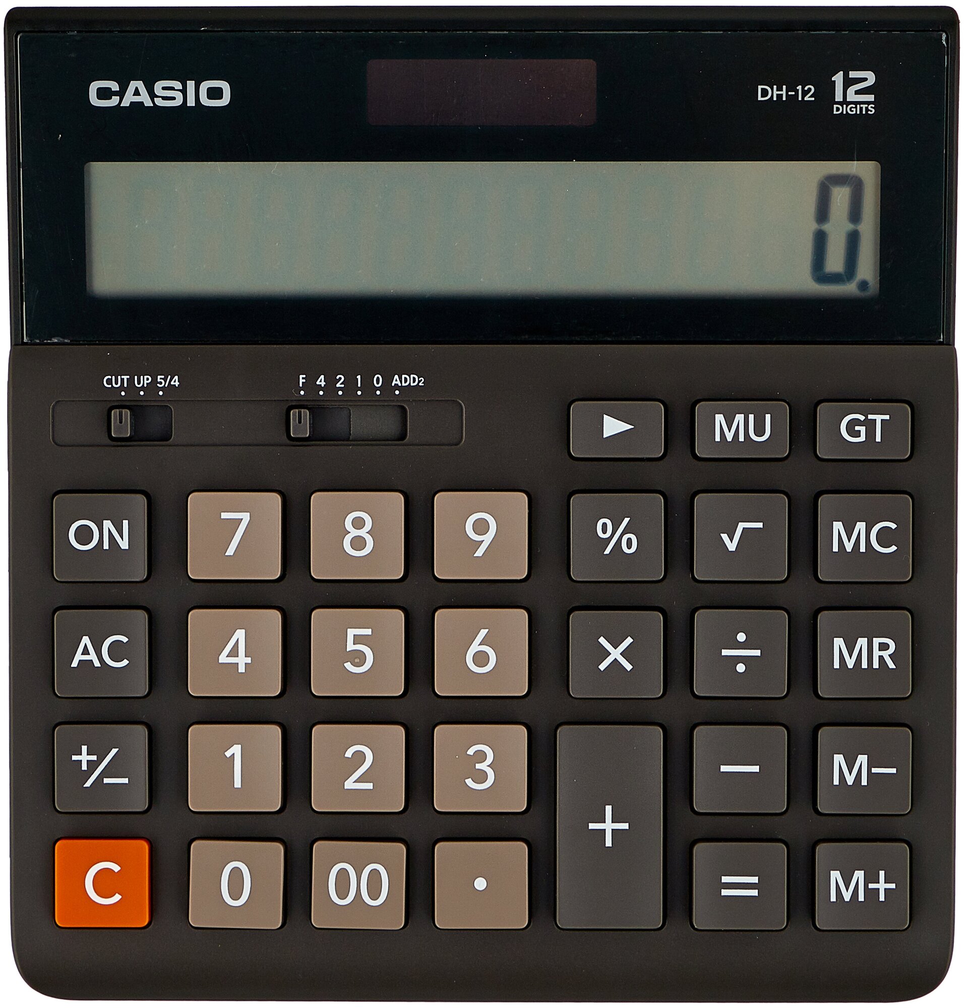 Калькулятор настольный CASIO DH-12-BK-S, компактный (159x151 мм), 12 разрядов, двойное питание, черный/серый 1 шт.