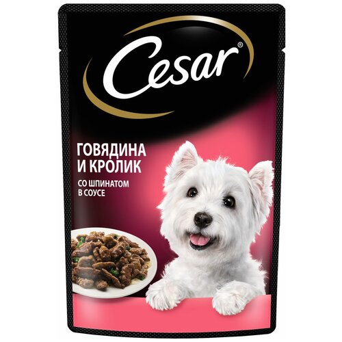 Влажный корм для собак Cesar кролик, говядина, со шпинатом 1 уп. х 24 шт. х 85 г