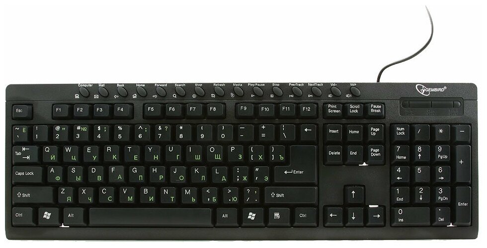 Клавиатура Gembird KB-8300UM-BL-R, черная, 15 м/мед клавиш, USB