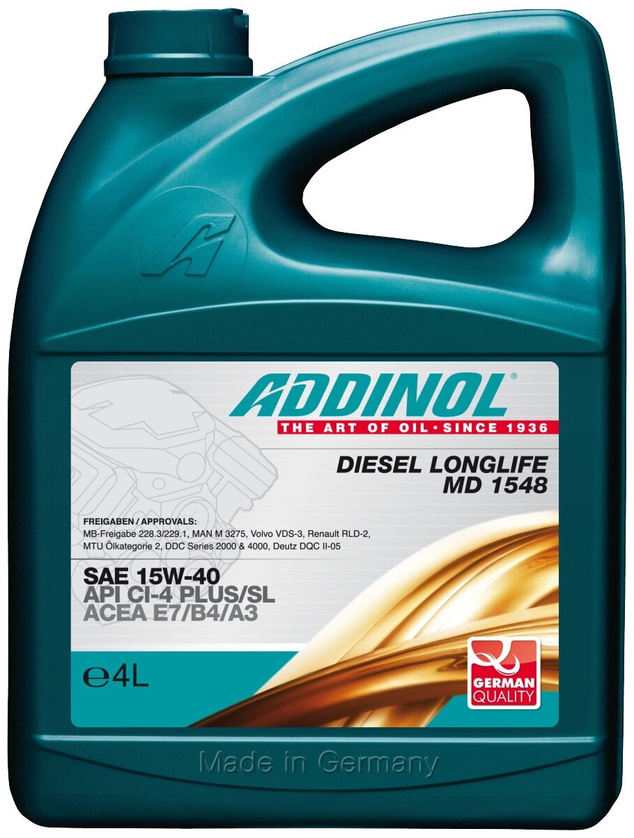 ADDINOL Масло Мотор. Мин. Addinol Diesel Longlife Md 1548, 15w-40, 4л