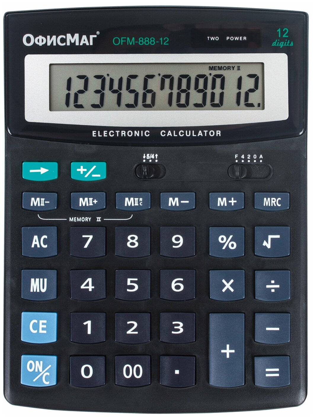 Калькулятор настольный офисмаг OFM-888-12 (200х150 мм), 12 разрядов, двойное питание, 250224