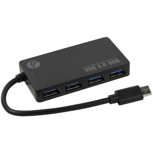 USB-концентратор VCOM DH302C, разъемов: 4, черный