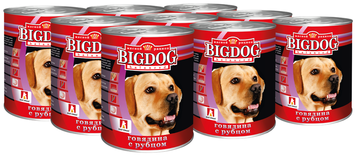 Корм для собак зоогурман Big Dog Говядина с рубцом конс. (упаковка - 9 шт)