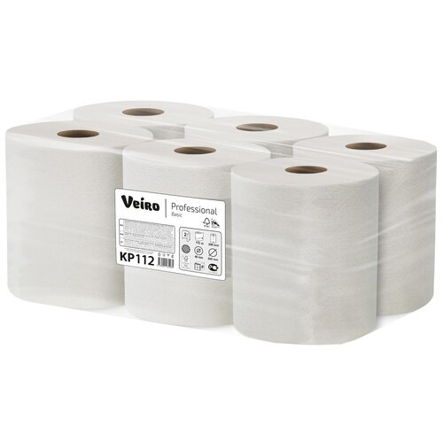 фото Полотенца бумажные veiro professional basic kp112 белые двухслойные 6 рул.