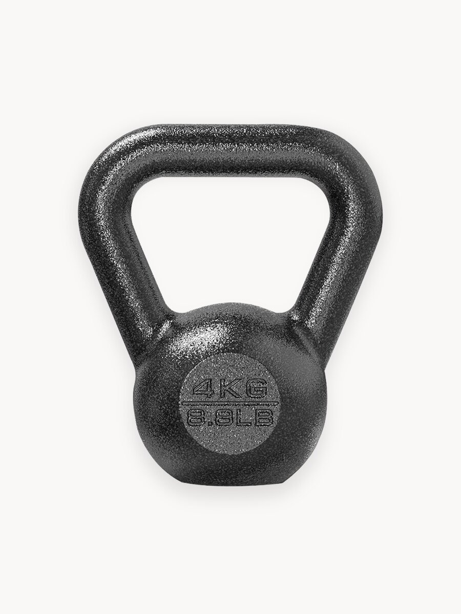 Гиря 4 кг чугунная PROIRON для фитнеса, черная, молотковое покрытие