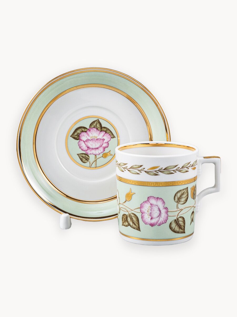 Чайная пара Императорский фарфоровый завод Нефритовый фон 1