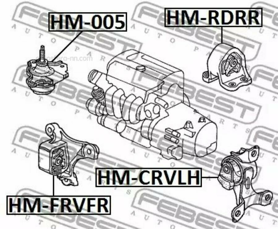 FEBEST HMCRVLH Опора двигателя HONDA CR-V 01-06 лев. MT
