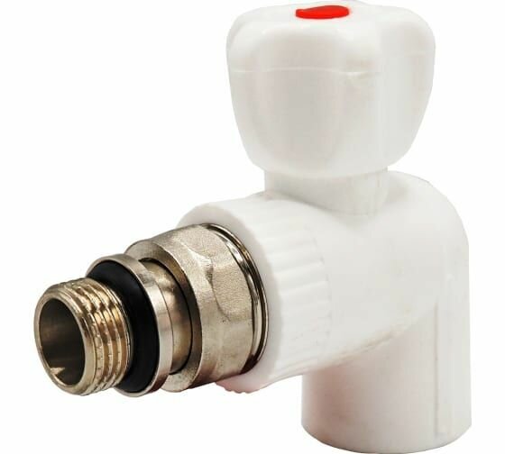 фото Кран полипропиленовый для радиатора угловой 25 х 3/4 наружная резьба RVC light
