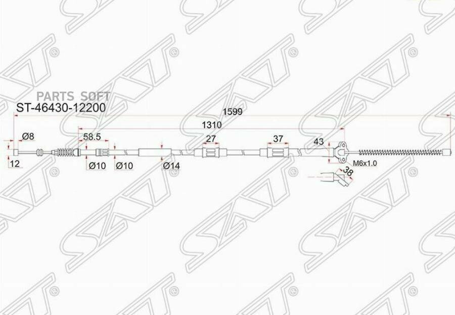 Трос ручника TY Corolla AE/EE10#/11# 91- (барабан тормоза) LH SAT ST-46430-12300 | цена за 1 шт