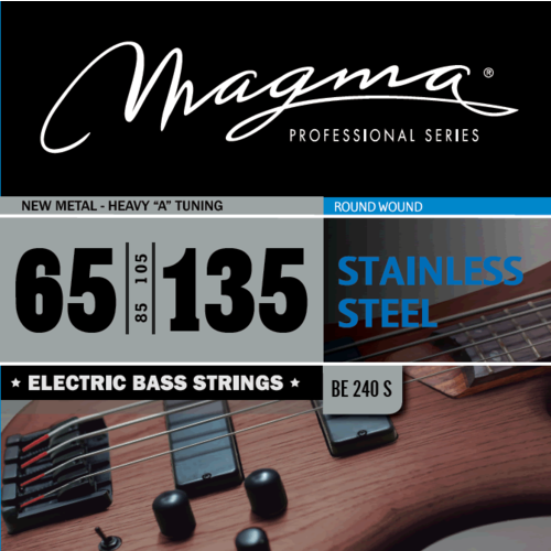 Magma Strings BE240S - Струны для бас-гитары 65-135, Серия: Stainless Steel, Калибр: 65-85-105-135, Обмотка: круглая, нержавеющая сталь, Натяжение: Ne magma strings be240s струны для бас гитары 65 135 серия stainless steel калибр 65 85 105 135 обмотка круглая нержавеющая сталь натяжение ne