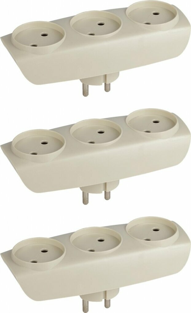 Разветвитель ЭРА SP-3-I тройник слоновая кость 3 гнезда 16 А 3500 Вт