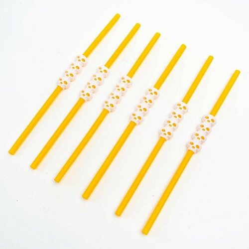 Трубочки для коктейля Череп цвет оранжевый набор 6 шт 650₽