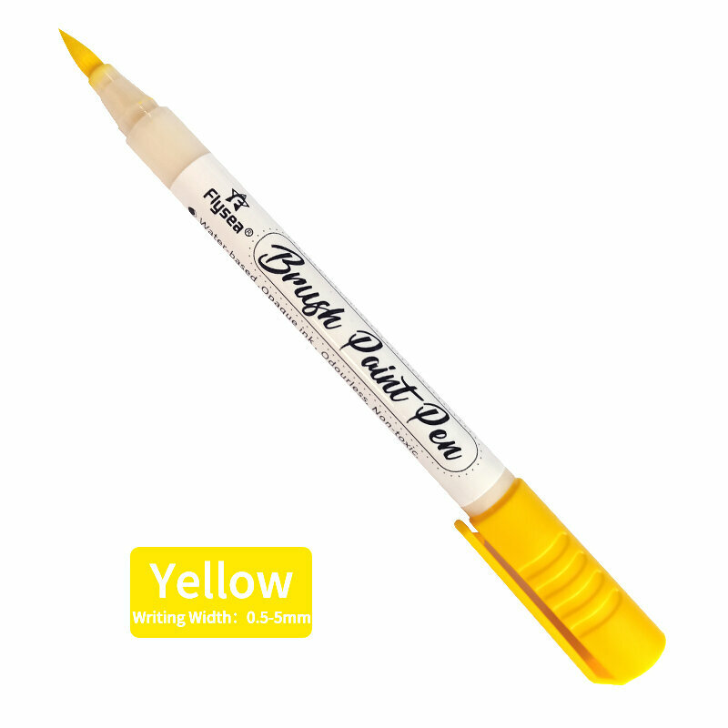 Маркер для скетчинга Flysea Brush Pen FS-2BR, краска акриловый, наконечник кисть, желтый