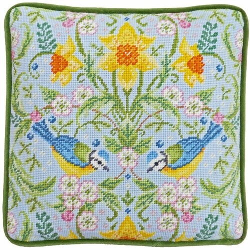 Подушка "Spring Blue Tits Tapestry" Karen Tye Bentley #TKTB1 Bothy Threads Набор для вышивания 35.5 x 35.5 см Гобелен