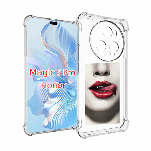 Чехол MyPads губы-вампирши для Honor Magic 5 Pro задняя-панель-накладка-бампер