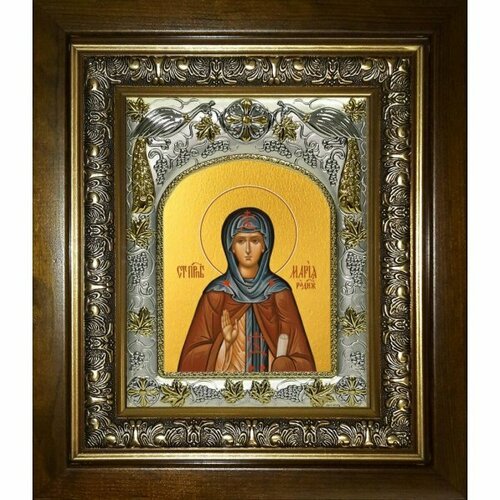 Икона Мария Радонежская, 14x18 см, в деревянном киоте 20х24 см, арт вк-4877