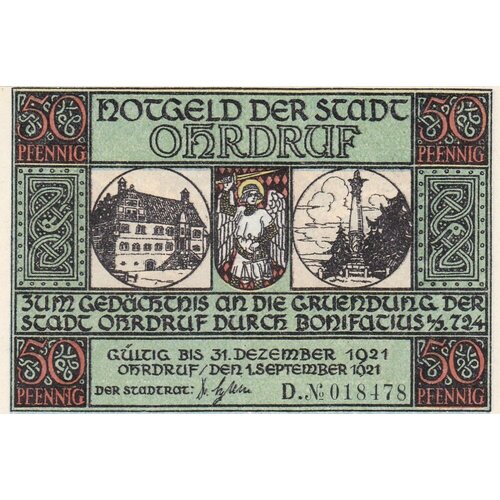 Германия (Веймарская Республика) Ордруф 50 пфеннигов 1921 г. (D) (2)
