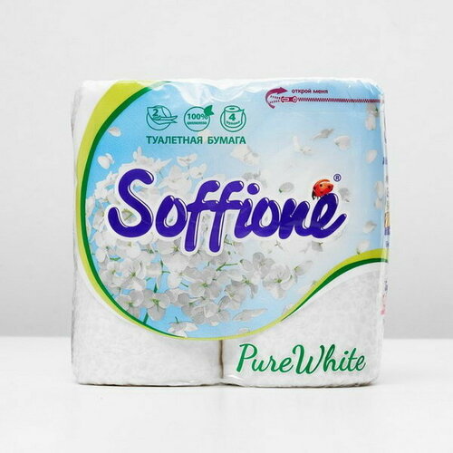 Туалетная бумага Pure White, 2 слоя, 4 рулона туалетная бумага soffione pure white 2 слоя 4 рулона