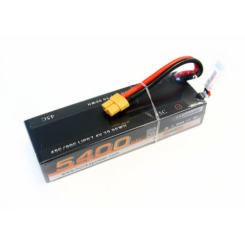 Аккумулятор LiPo Bonka 5400мАч 45C 7.4V жесткий кейс BKCAR-5400-45-2S1P