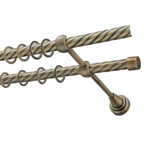 Карниз металлический двухрядный DDA диаметр 16мм, витая штанга, золото антик, 180 см (60920DDA)