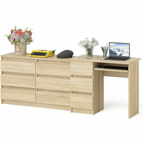 Комплект СВК Мори Стол компьютерный МС-6 левый Комод МК12006 цвет дуб сонома 17634₽